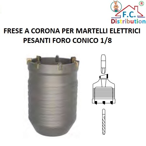 Frese A Corona Per Martelli Elettrici Pesanti Foro Conico 1/8 Ø Mm 50 2”