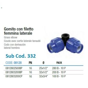 Gomito 90° F Pop-Up D.32X1/2″