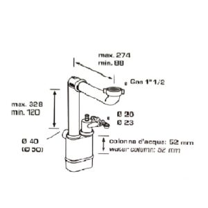 Sifone Galileo per lavelli a una via, doppio scarico elettrodomestici  1710PP40S0