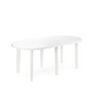 Tavolo Resina Ovale Bianco 6 Gambe Cm 180X90Xh72  189532