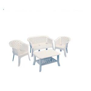 Salotto Resina Lario 4Pz Bianco S/Cuscini  189548