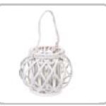 P/Candela Lanterna Rattan B.Co Cm. 22X21  3859010