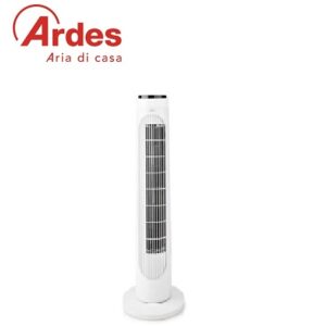 Ventilatore A Torre, 3 Velocità, Oscillazione, Timer Con Autospegnimento A 2 H, Cavo Extra Longh Da 1,8 Mt, Motore In Rame Da 40 W.  Dimensioni (Lxhxw Cm) : 25,5X75X25,5. Colore Bianco  AR5T75