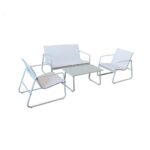 Set Divano "Rest" Bianco - Tubo Acciaio Mm. 28*18  Sedia Cm. 77*59*74H - Divano Cm. 77*111*74H
Tavolino Cm. 75*45*47H  As-004
