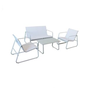Set Divano "Rest" Bianco - Tubo Acciaio Mm. 28*18  Sedia Cm. 77*59*74H - Divano Cm. 77*111*74H
Tavolino Cm. 75*45*47H  AS-004