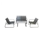 Set Divano "Rest" Grigio Scuro - Tubo Acciaio Mm. 28*18  Sedia Cm. 77*59*74H - Divano Cm. 77*111*74H
Tavolino Cm. 75*45*47H  As-005