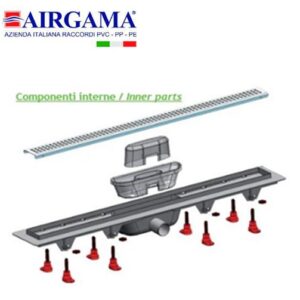 Canalina Doccia Sifonata In Pp Con Griglia Acciaio Inox Mm.850 Usc. Lat. 40/50  CDG85SNX4050