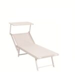 Lettino "Pool" In Alluminio Mm. 42X42  Cm. 189X61X39H Con Parasole Textilene Bianco  Hu-003