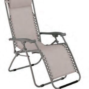 Poltrona Relax "Virtus" Tubi In Ferro Diam. 25 Cm. 90-165X65X113H - Textilene Natural Con Cuscino  HU-100