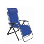 Sedia Relax "Maxi Virtus" Tubo Acciaio Mm. 40X20 Oxford Cover Con Poggiapiedi E Cuscino Blu Schiuma - Cm. 90-165X72X113H  Hu-134