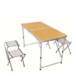 Set Pic-Nic In Alluminio Pieghevole Con 4 Sgabelli  Hu-138