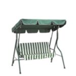 Dondolo 3 Posti "Basic" Cm. 170X110X153H  Tubi In Ferro Diam. 38 Verniciati A Polvere Verde Cuscino Righe Bianco Verde Opertura In Poliestere 140 Gr. / Mq. Verde  JN-001