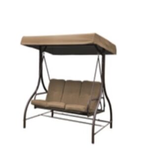 Dondolo 3 Posti - Letto "Katay" Cm. 194 X 125 X 174H    Tubi In Ferro Diam. 50 Verniciati A Polvere Cuscino 180 Gr. / Mq. Brown Cm. 5 Copertura In Poliestere 140 Gr. / Mq.  JN-007