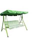 Dondolo 3 Posti "Many" Cm. 170X110X153H Telaio In Acciaio Marrone Diam. Mm. 38 Cuscini Poliestere 140 Gr./Mq. Strisce Bianco Verde
Tetto 140 Gr/Mq Tessuto Poliestere Verde Chiaro  Jn-024