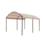 Gazebo "Carport" Mt. 3X4 Altea Mt. 2 - 2,60 Tubi In Ferro Grigi Mm. 40X40 Verniciato A Polveri Telo Di Copertura In Poliestere 180 Gr. / Mq Ecru E  Ju-016