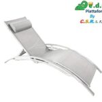 Lettino In Alluminio "Natah" Bianco Cm.  178X64X80H  Tubo Mm. 48X16 -  Textilene Bianco  La-013
