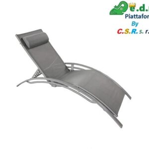 Lettino In Alluminio "Natah" Bianco Cm.  178X64X80H  Tubo Mm. 48X16 -  Textilene Grigio  LA-014