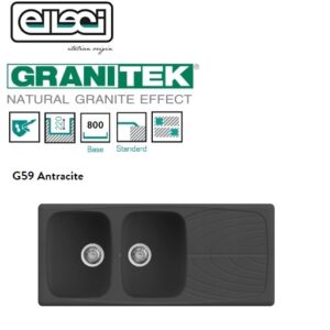 Master 500 1160X500 2 Vasche C/Gocciolatoio 59 Antracite  LGM50059