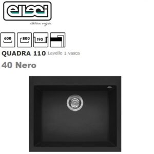 Quadra 110 Standard 610X500 Mm 1 Vasca 40 Nero  LGQ11040