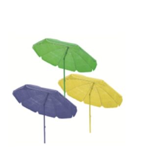 Ombrellone Spiaggia Diam. 200 Palo In Ferro Color. Diam.32 - 8 Stecche In Ferro Telo In Tnt Verde Blu Giallo   Borsa Tracolla In Polietilene  LL-009