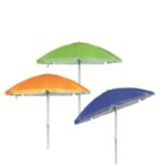 Ombrellone Spiaggia Diam. 240 Palo In Alluminio Diam.32  8 Stecche In Fiberglass - Snodo In Plastica Telo Poliester Duplex Blu Celeste Verde Silver Coated Borsa Tracolla In Poliestere Coordinata  Ll-041