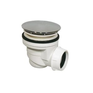 Piletta Doccia Plastica Bianca C/Tappo Cromato Est 90X60 Foro  PDSP90HD40