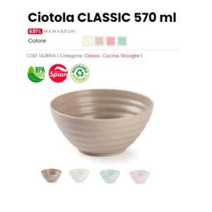 Ciotola CLASSIC 570 ML SURT VRM
Set Di 12 Pezzi  PF-142861A