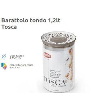 Barattolo Tondo Tosca 1,2Lt Bianco/Tortora Chiaro Plus  PF55450