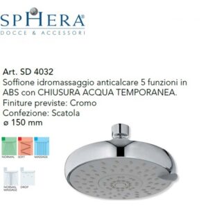 Soffione Sole 5 Funzioni Idro Anticalcare  SD4032