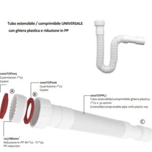 Estensibile Con Ghiera Plastica universale d, 1" - 11/4" 11/2"x32/40 + 3 guarnizioni  SFLEXPUN