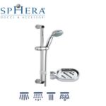 Saliscendi Amargosa In Acciaio Inox Cromato.
Asta Diamentro 25Mmx600Mm Lunghea, Completa Di Accessori Di Montaggio.
Doccia In Abs Cromato Da 110Mm, 3 Getti Anticalcare E Con Filtro Anti
Intasamento. Competa Di Flessibile In Acciaio Inox Da 150Cm E Portasapone.
Imballo In Skin Decorato.I "Xx"  Slramr0060005