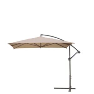 Ombrellone In Ferro "Banana" Quadrato Mt. 3X3  Palo Diam. Mm. 48 - 6  Stecche In Ferro Mm. 12X18 Include Airvent , Manovella Telo Di Copertura 160 Gr./Mq. In Poliestere Ecru  SS-029