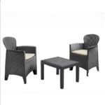 Salotto Rattan Akita 3Pz Antracite C/Cuscini  201461