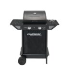 Campingaz Xpert 100 LS Plus Barbecue a gas, con pietra vulcanica, 2 bruciatori e coperchio con termometro, 2 vassoi laterali pieghevoli, 1 Fornello Laterale - 2190460