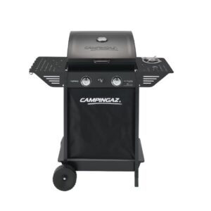 Campingaz Xpert 100 LS Plus Barbecue a gas, con pietra vulcanica, 2 bruciatori e coperchio con termometro, 2 vassoi laterali pieghevoli, 1 Fornello Laterale - 2190460