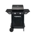 Campingaz Xpert 100 L Plus Barbecue a gas, con pietra vulcanica, 2 bruciatori e coperchio con termometro, 2 vassoi laterali pieghevoli - 2190532