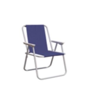 Poltrona Pic-Nic In Ferro Silver Grey Diam. 19 Cm. 47X53X75H  -  Telo In Poliestere Blu  FU-001