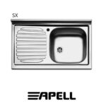 Lavello 80X50 1 Vasca Piu Gocciolatoio Sinistra  Serie Pisa Prelucido  PI801LPC