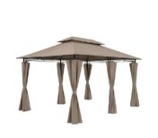 Gazebo "Kassy" Mt. 3X4X2,6H Tubo D'Acciaio Diam. Mm. 48 Ecru Copertura In Poliestere 180 Gr. / Mq.Con 4 Fianchi In Poliestere  YA-004