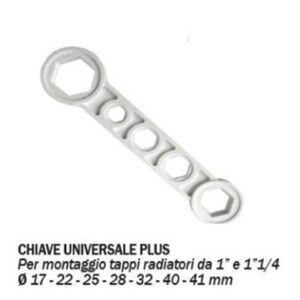 Chiave Universale Plus
Per Montaggio Tappi
Radiatori Da 1"-11/4
D. 17-22-25-28-32-40-41 Mm  Drachiaveplus