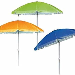 Ombrellone Spiaggia Diam. 200 Palo In Alluminio Diam.32 8 Stecche In Fiberglass - Snodo In Plastica Telo Poliester Duplex Blu Celeste Verde  Ll-008