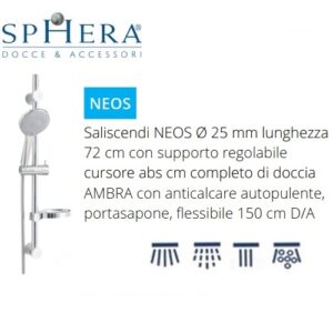 Saliscendi Neos Doccia Abs 4 Funzioni Cromata Con Sistema Anticalcare Autopulente. Ambra