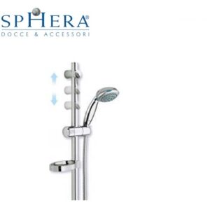 Saliscendi Cromato Magic Confort Doccia 4 Getti Asta Regolagile Con Portasapone.
