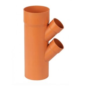 Derivazone A Vee 45° Ridotta 2 attacchi laterali Braga Pvc Arancio. 100X40X40