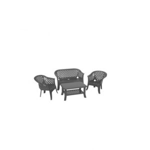 Salotto Resina Lario 4Pz Antracite S/Cuscini  189549