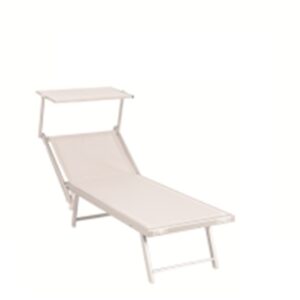 Lettino "Pool" In Alluminio Mm. 42X42  Cm. 189X61X39H Con Parasole Textilene Bianco  Hu-003