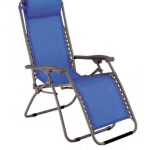 Poltrona Relax "Virtus" Tubi In Ferro Diam. 25 Cm. 90-165X65X113H - Textilene Blue Con Cuscino  Hu-099