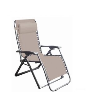 Sedia Relax "Maxi Virtus" Tubo Acciaio Mm. 40X20 Oxford Cover Con Poggiapiedi E Cuscino In Schiuma Naturale - Cm. 90-165X72X113H  Hu-135