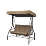 Dondolo 3 Posti - Letto "Katay" Cm. 194 X 125 X 174H    Tubi In Ferro Diam. 50 Verniciati A Polvere Cuscino 180 Gr. / Mq. Brown Cm. 5 Copertura In Poliestere 140 Gr. / Mq.  Jn-007
