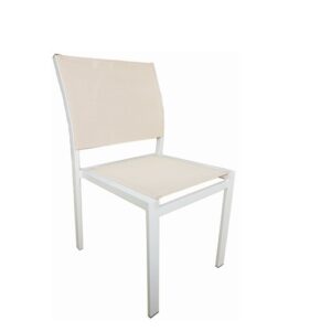 Sedia In Alluminio Bianco Cm. 55X48X85H - Tubo Principale Mm. 25 X 25 Textilene Mm. 1X1  Rl-003